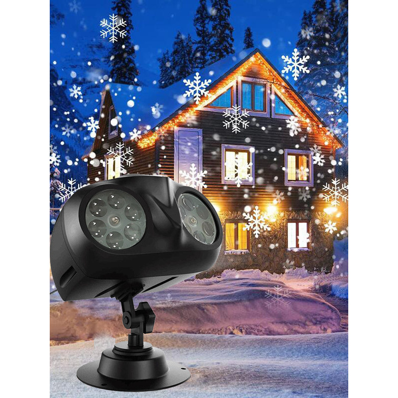 Luz de projeção de floco de neve de Natal Decoração de alto brilho Cena de Natal Halloween Santa Flood Light