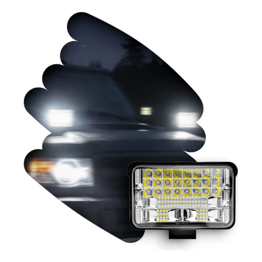 Farol Milha Led Retangular 144w Bivolt Alta Baixa Spot Flood