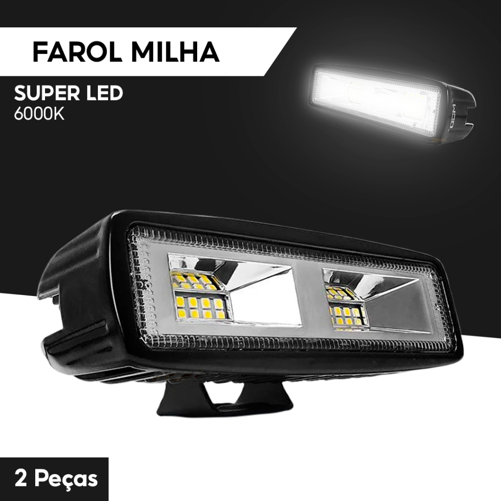 Farol De Milha Barrinha 48w Com Strobo - Flood 12-24v