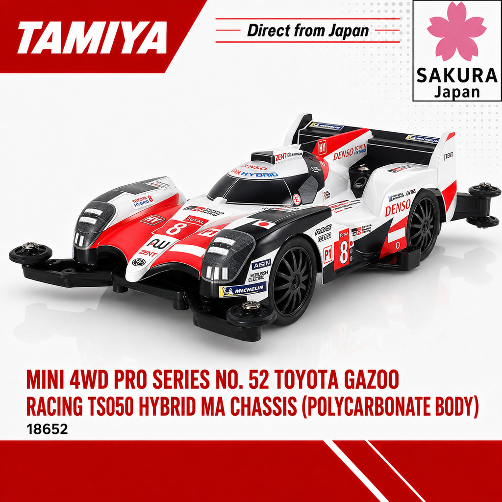 Tamiya Mini 4WD PRO Series No. 52 Toyota Gazoo Racing TS050 HYBRID MA Chassis (Polycarbonate Body) 18652