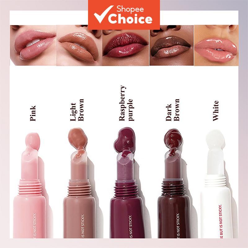 Conjunto de 5 Brilhos Labiais Plumping Mirror, Brilho Labial Hidratante de Vidro, Efeito Brilhante, Não Transfere, Não
