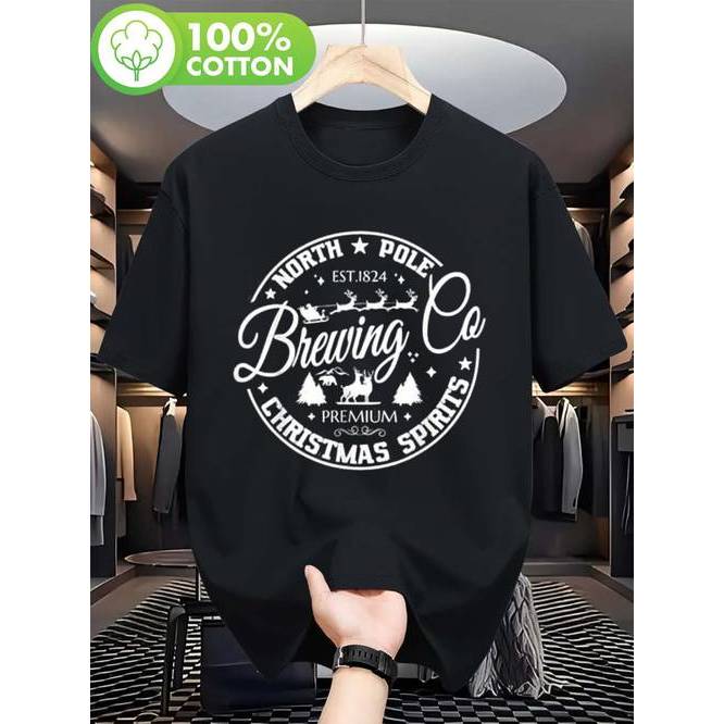 Camiseta Masculina North Pole Brewing Co Cerveja Natal Premium Estilosa Confortável Retrô Moda Casual