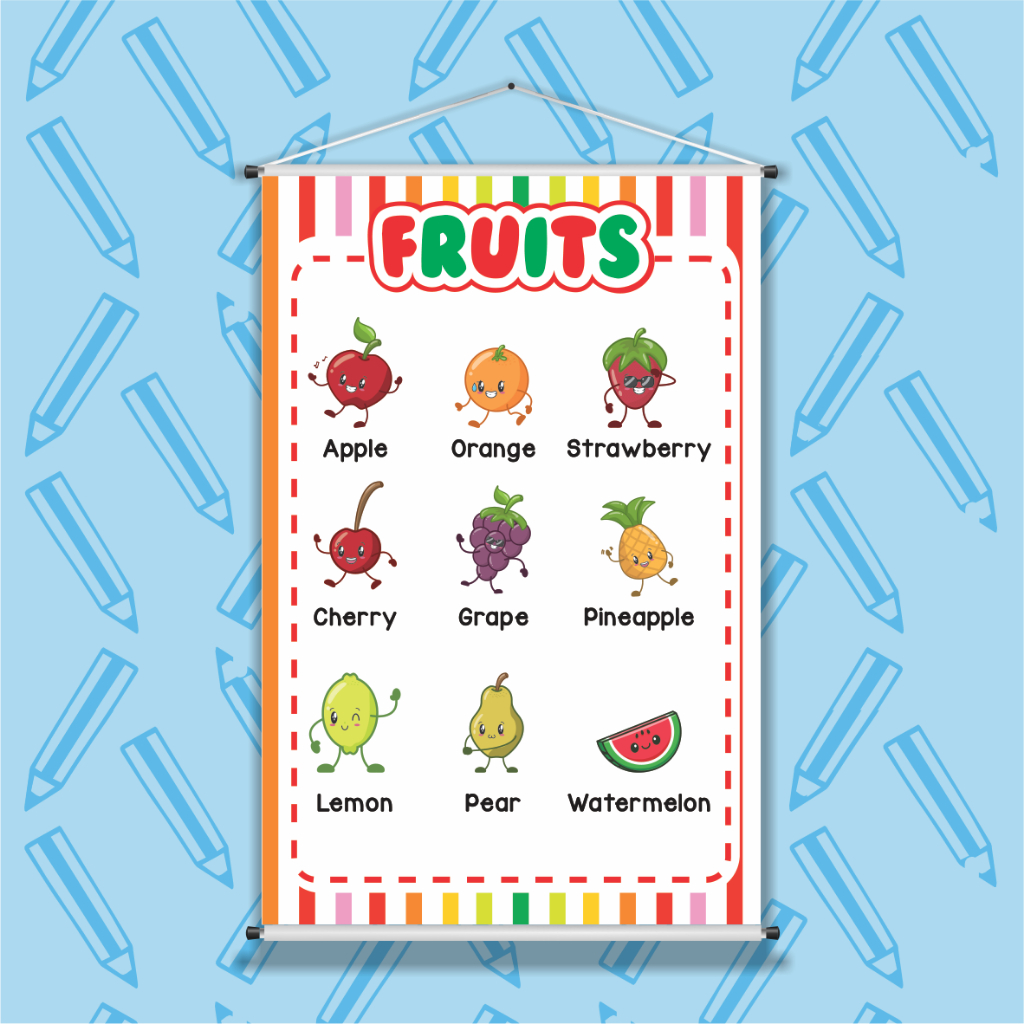 FRUITS B037 __ BANNER PEDAGÓGICO, Educativo, Escolar, didático -- 60X90