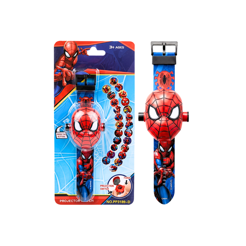 Relógio Brinquedo Infantil Projetor Homem Aranha 24 Imagens Digital Spider Man Super Herói Marvel