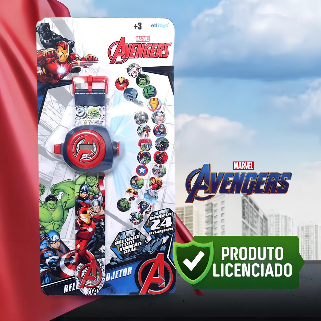 Relógio Infantil Projetor Etitoys Personagens Avengers Moana Princesas Spider Man