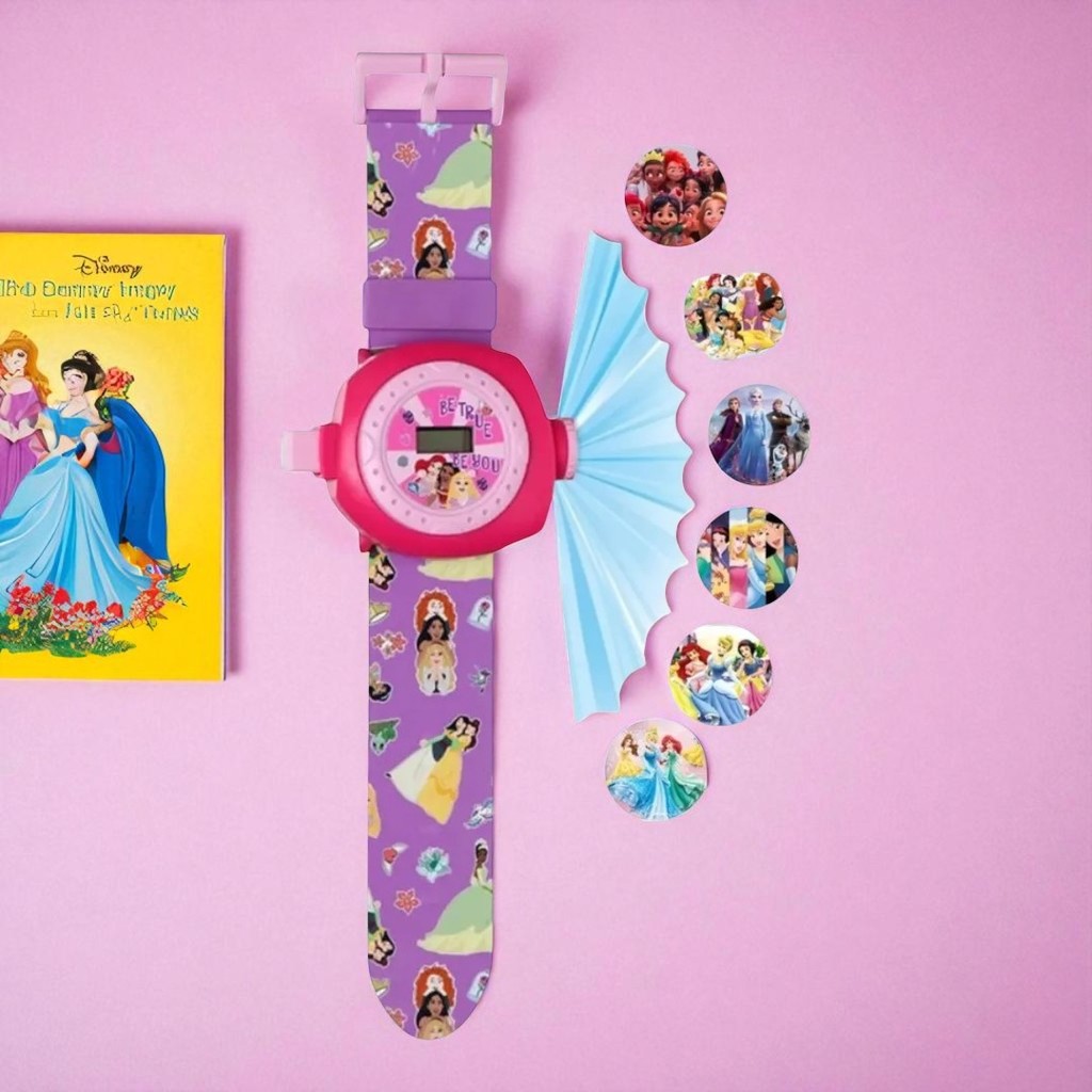 Relógio Infantil Projetor Etitoys Personagens Avengers Moana Princesas Spider Man