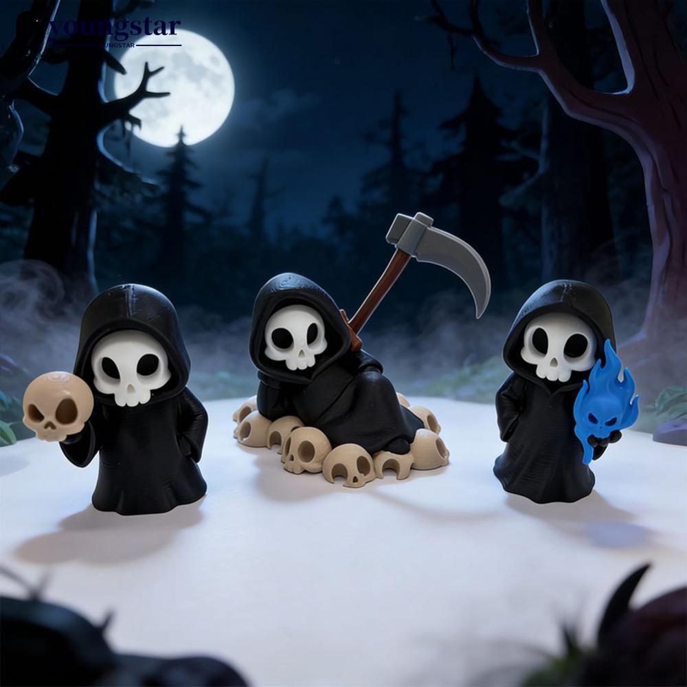 Estatueta De Caveira Grim Reaper Impressa Em 3D YOUNGSTAR Cute Scythe Ornamento De Halloween Estátua De Decoração De Mes