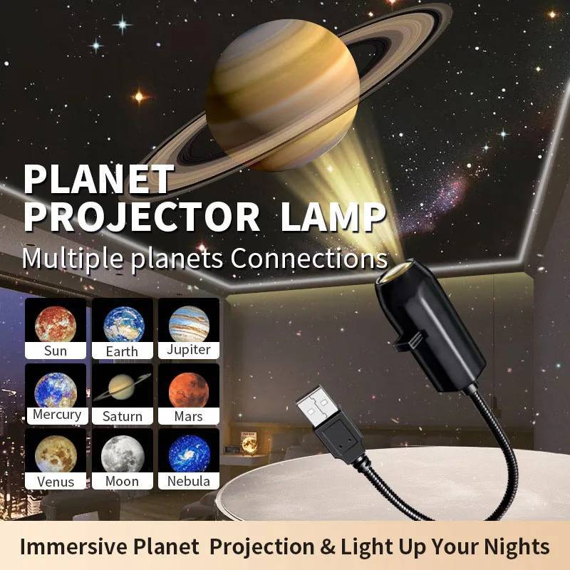 USB Ceiling Moon Projection Atmosphere Light Starry Sky Night Lamp Romantic Bedroom Decoration Projector
