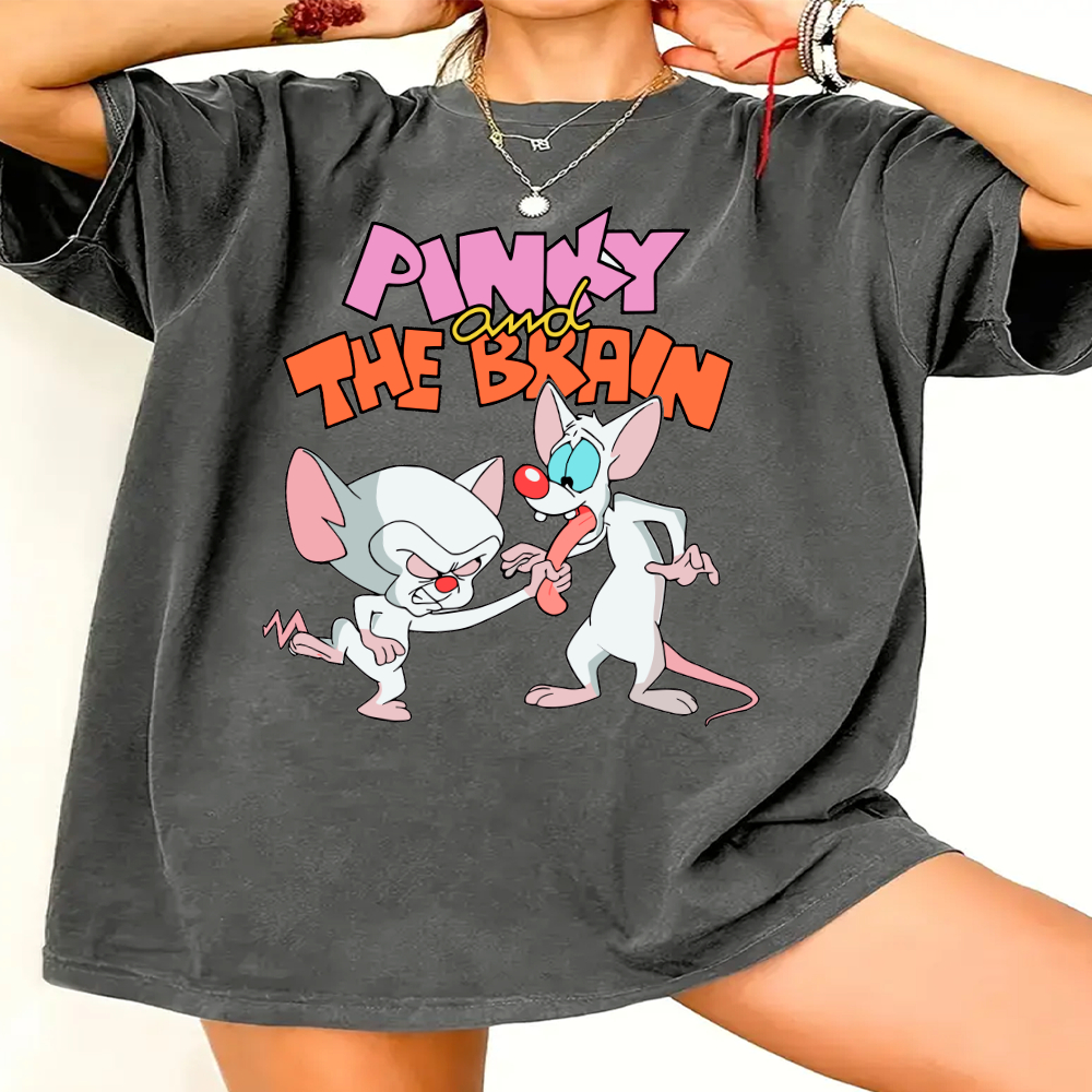 Camiseta Feminina Vintage Cartoon Desenhos Infancia Antigos Nostalgica Pink And The Brain Melhores Amigos