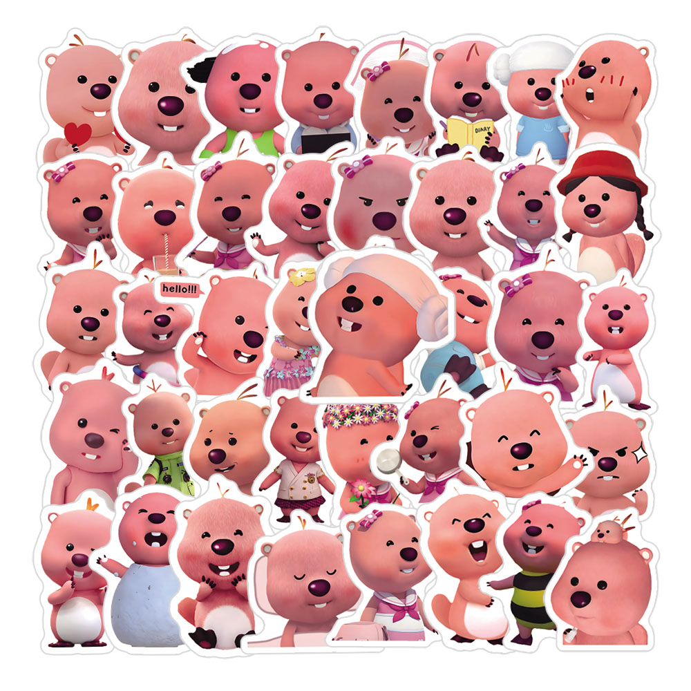 Adesivos Meme Pink Beaver 250pcs Romantismo Retrô Estética Downtown Y2K Cartoon Anime 80s Arte Engraçada Pacote para