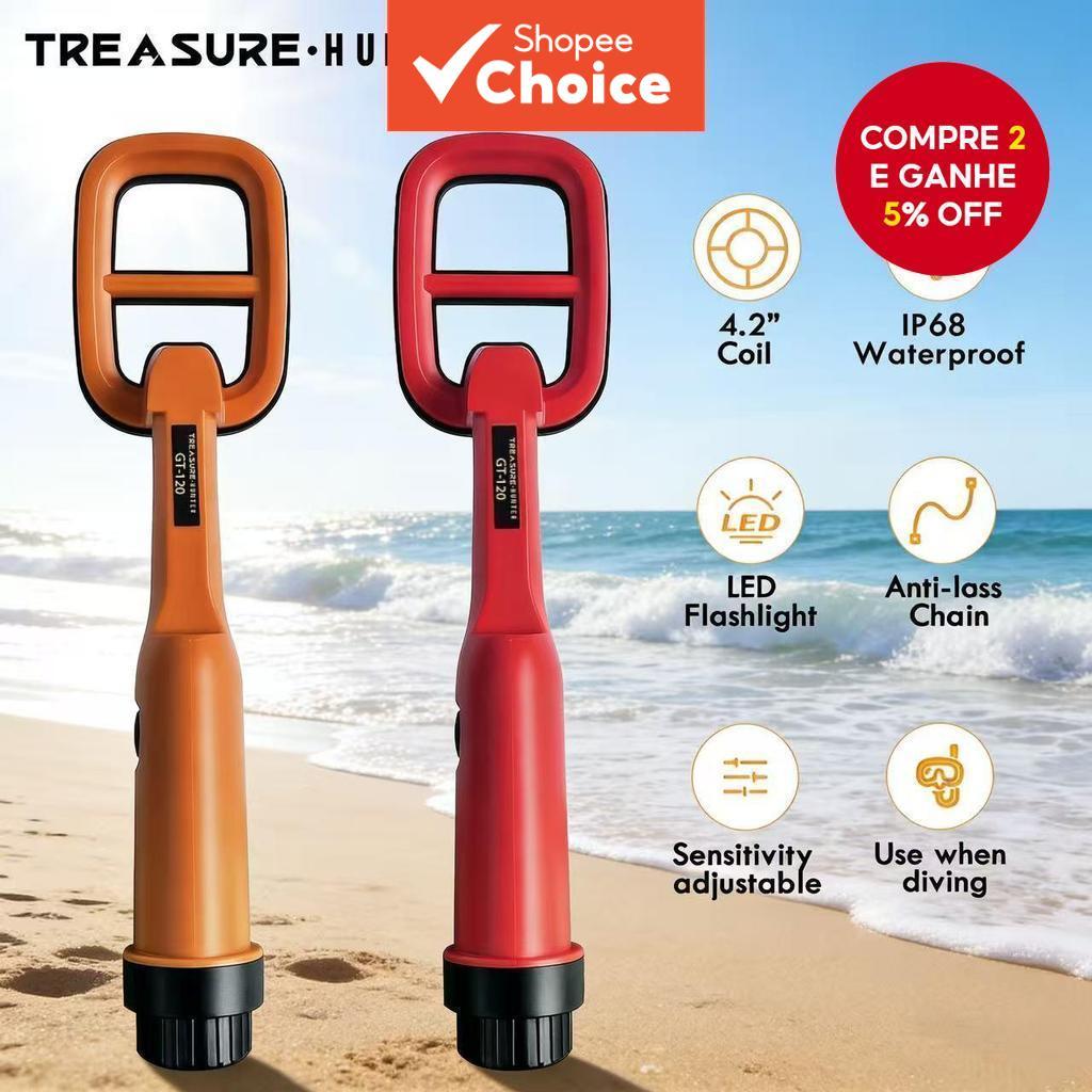 Detector De Metais Portátil One Piece Treasure Hunter GT120 , Sonda Pinpointer Com Bobina De Pesquisa À Prova D'água De