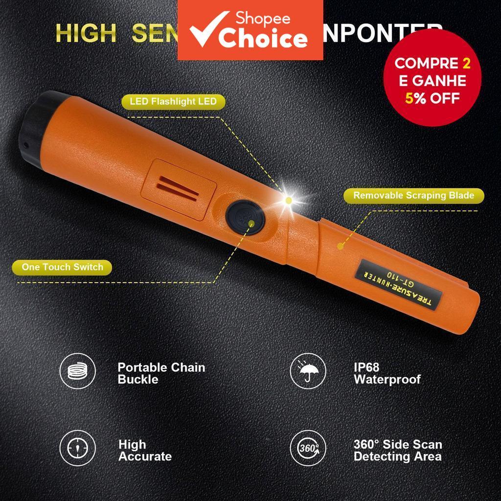 Um Conjunto De Detector De Metais Portátil Treasure Hunter GT110 , Sonda Pinpointer Com 360 ° Digitalizar , À Prova D'ág