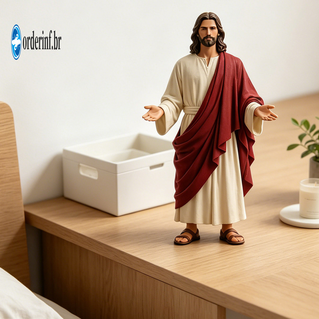 Spiritual Statue Jesus 5 Inch Hand-painted Figurine with Open Arms – Resin Christian for Home Decor Collection Gift fo