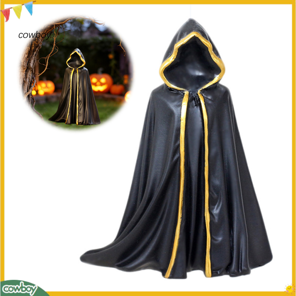 Halloween Grim Reaper Resin Figurine Cloaked Skeleton Hanging Ornament Spooky Dark Fantasy Desk Shelf Decor Perfect Gift