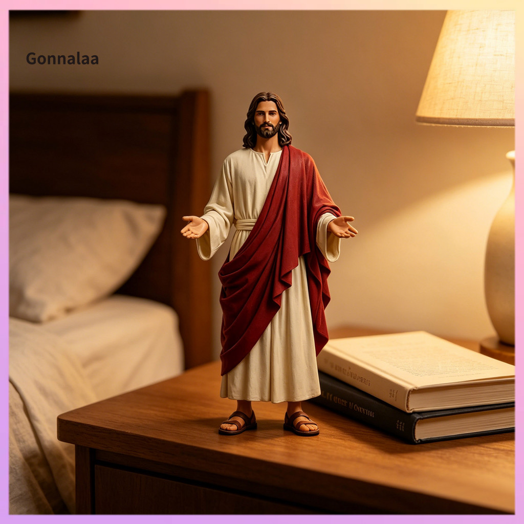5 Inch Hand-painted Jesus Figurine with Open Arms Resin Christian Statue for Home Decor Spiritual Sculpture Perfect Gift