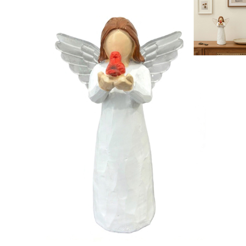 Bird Angel Figurine Resin Statue Winged Holding Sympathy Gift for Bereavement and Loss of Loved One Remembrance Keepsake