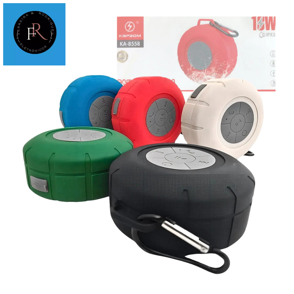 Mini Caixa de Som Bluetooth Color À Prova D'agua 10W com Alça Transporte Kapbom KA-8558
