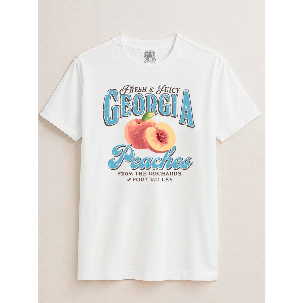 Camisa T-shirt Cute 100% Algodão Unissex Juvenil e Infantil 2 ao 16 anos Georgia