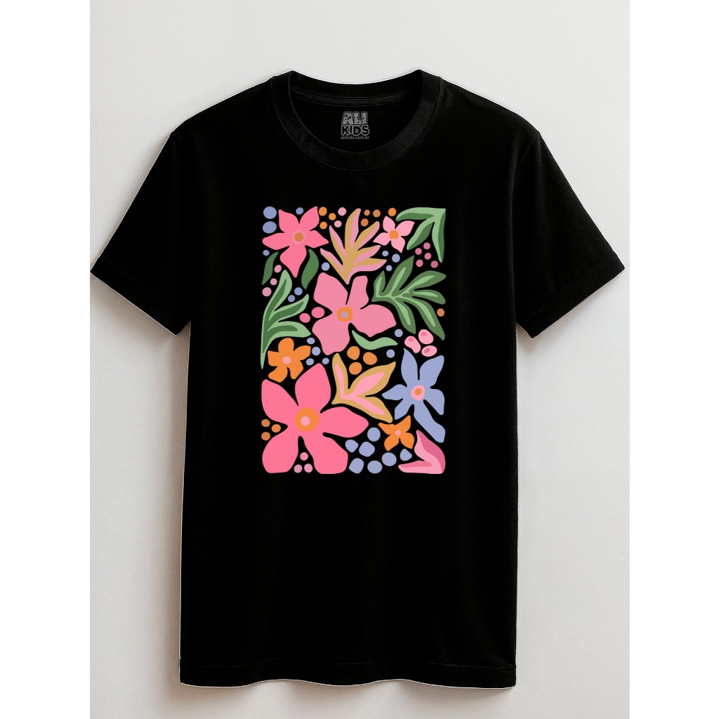 Camiseta Urban Juvenil e Infantil 2 ao 16 anos Streetwear Flores Cute