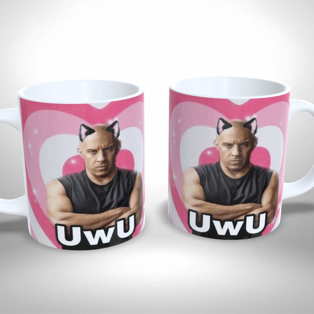 Caneca Personalizada UWU CUTE Vin Diesel Presente Criativo Meme