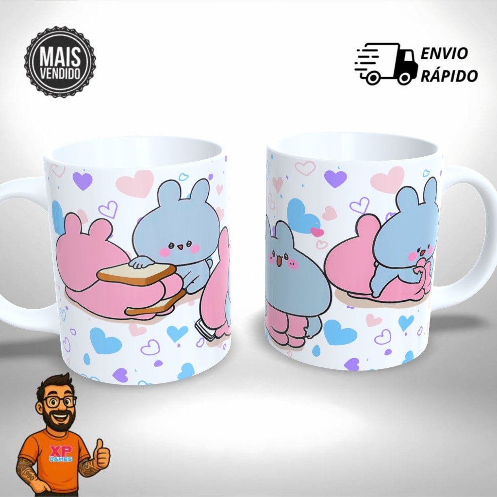 Caneca Personalizada - Namorados Bundinha Kawaii Cute Fofo - Presente Único
