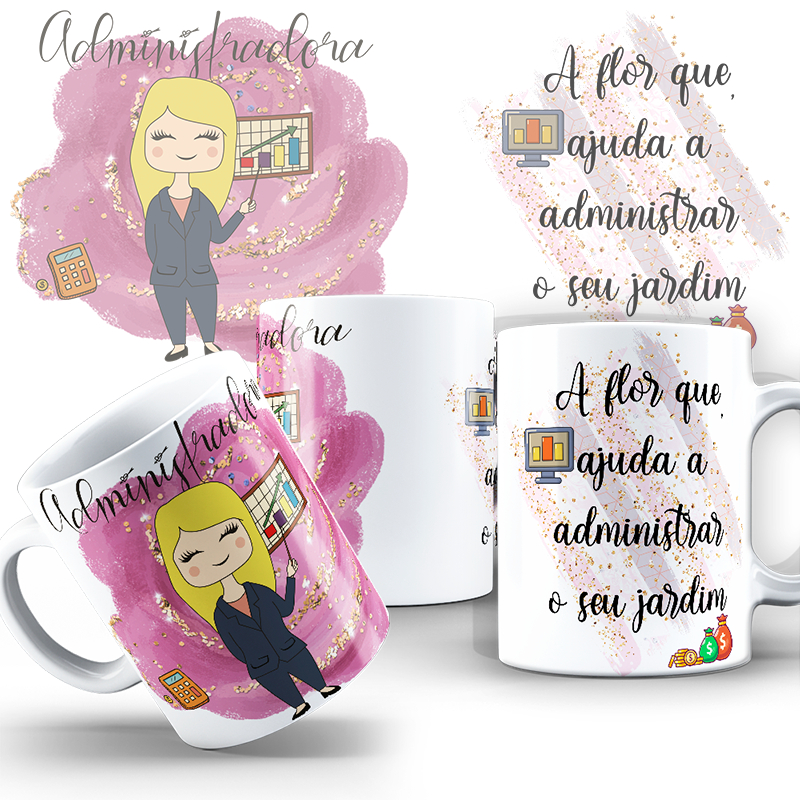 Canecas 325ml Porcelana Profissões Cute