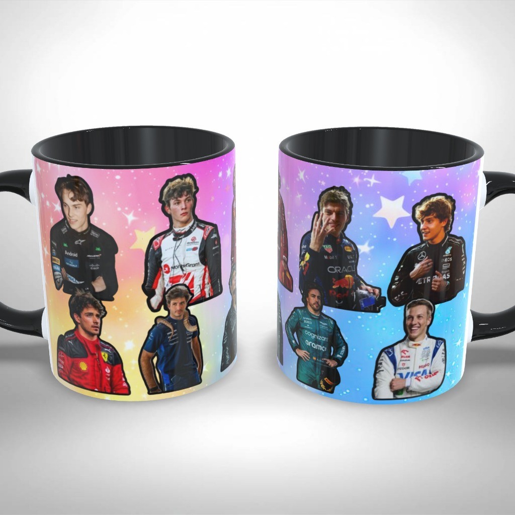Caneca de Cerâmica Personalizada - Automobilismo - Fórmula 1 - Best Idols Cute Stickers Meme F1