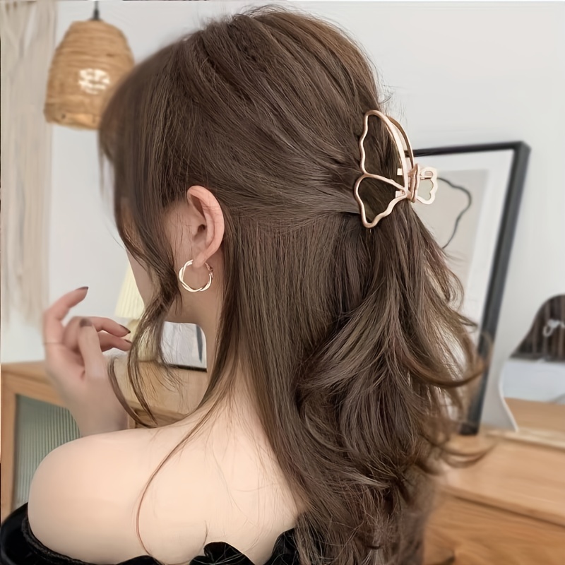 Borboleta Metal Grampo De Cabelo Volta Cérebro Garra Grande Clipe Headwear Tubarão High-end Sentido Ornamento Feminino