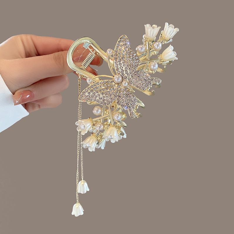 [Butterfly Flores Clip Woman Large 2026 New High Quality Sweet Shark Hair Clip，Artigos Essenciais para Casa e Praia