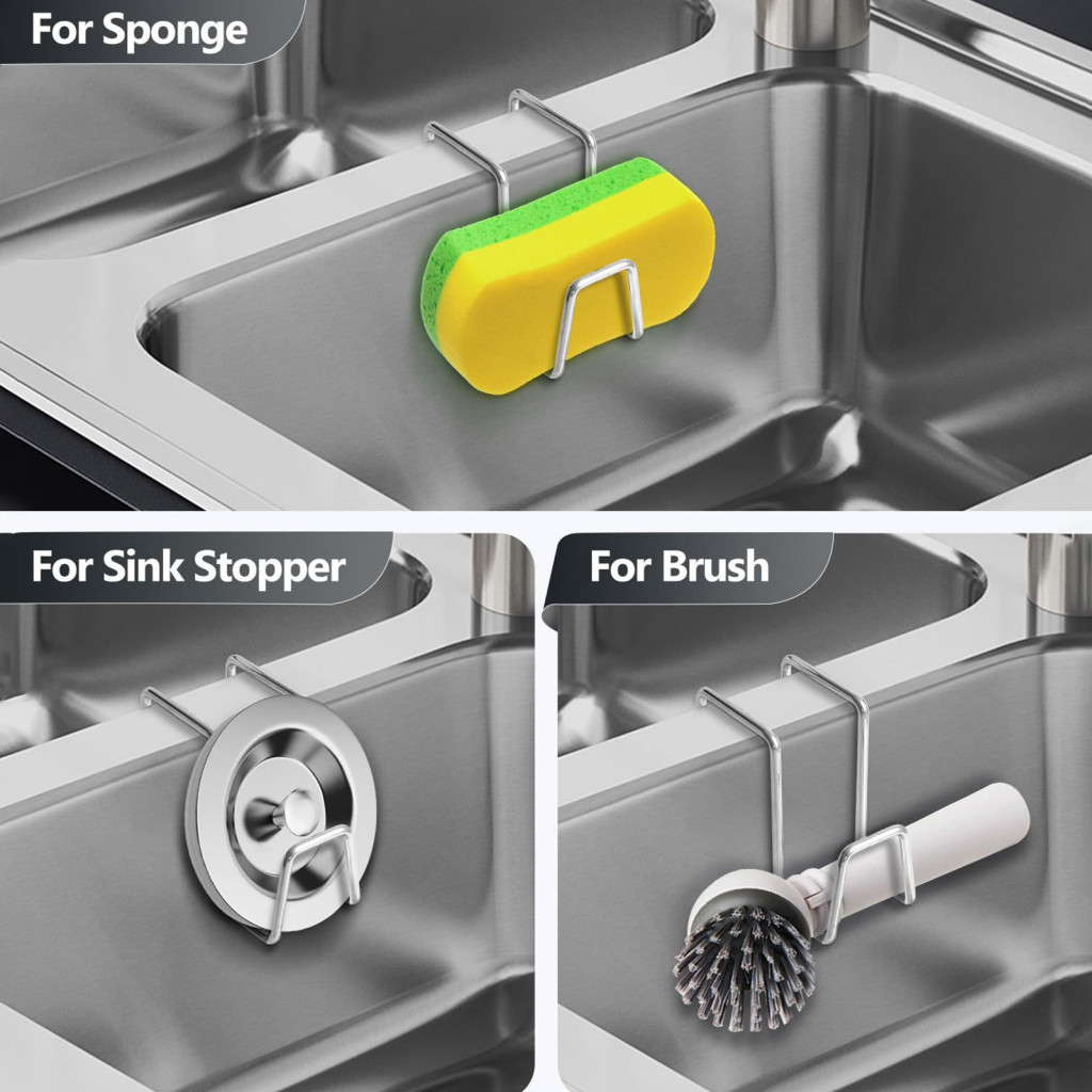 Quick Drain Sponge Rack Kitchen Sink Storage 1 or 2 Pcs Rust-proof Holder Organizer Hanging Caddy Easy Install for Home