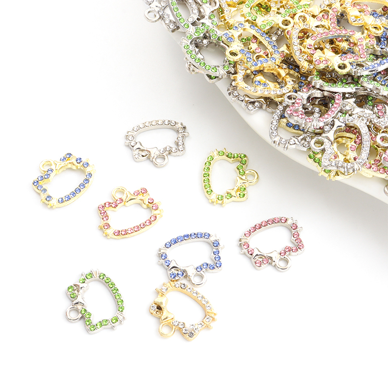 20pcs Kawaii Rhinestones Inlaid Bowknot Cat Avatar Frame Charmes Para Bracelete De Bricolage Brincos De
