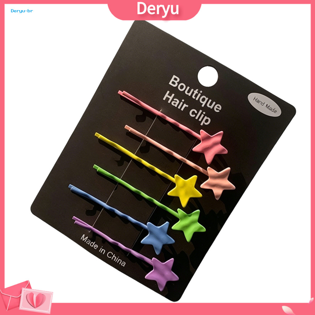 Stable Grip Hairpin 6pcs Girls Hair Clips Set Colorful Star Heart Bowknot Metal Hairpins Durable Non-peeling Cute Candy