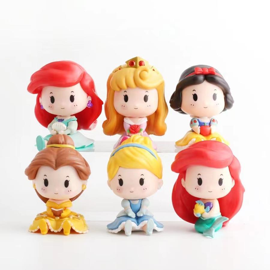 Princesa Branca De Neve Cinderela Sino Tinker Cute 6pcs/set PVC Figura Modelo Brinquedos
