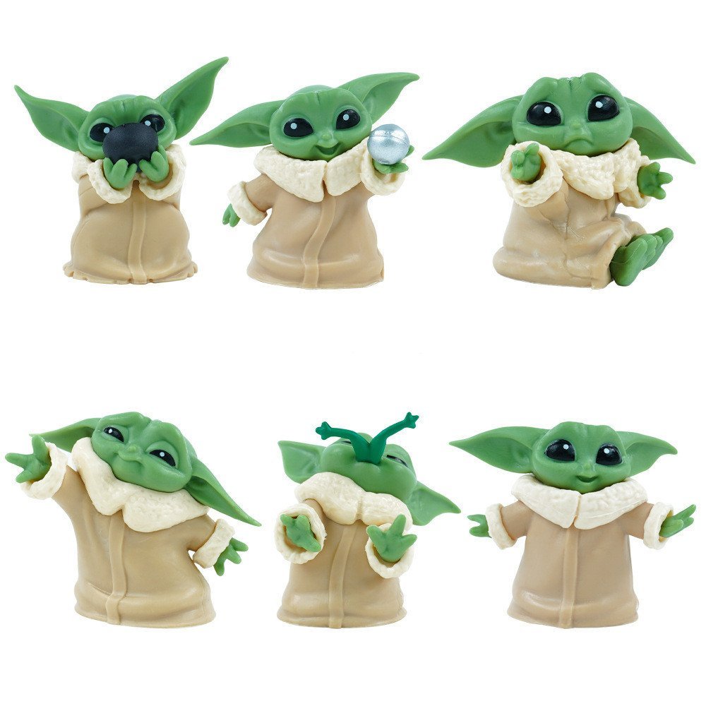 6Pcs/Set 4-6cm Anime Disney Star Wars Yoda Baby BBY Dagobah Cute Kawaii Q Versão Figuras De Ação Em PVC Modelo Coleciona