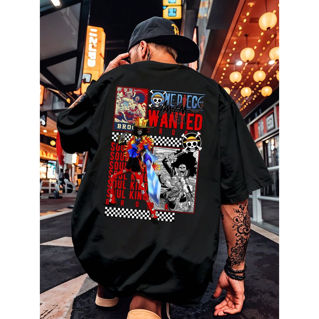 Camiseta Anime One Piece Brook Soul King Camisa Blusa Unissex Masculino Feminino 100% Algodão Preto Branco Plus Size