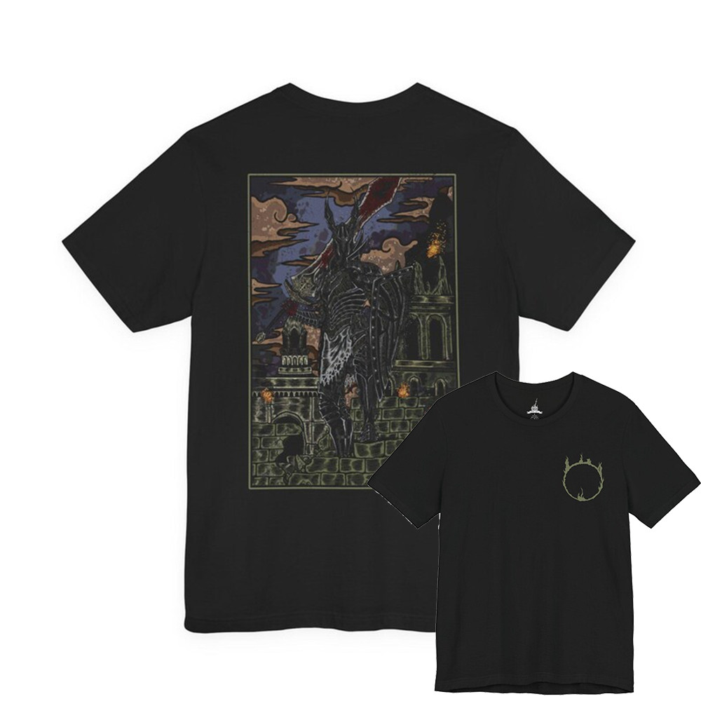 2026 Camiseta Masculina Feminina Estampa Black Knight Dark Souls Fantasia Sombria T-shirt Unissex Gamer Streetwear