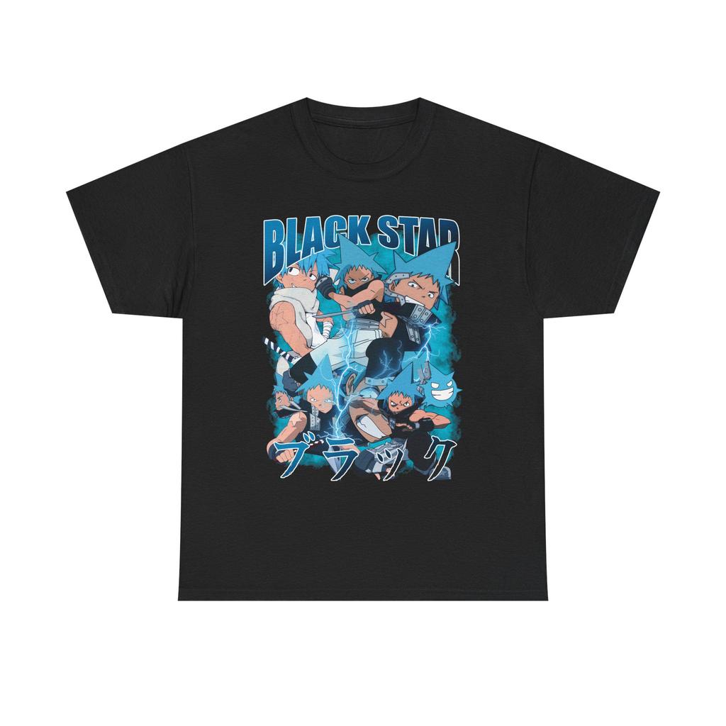 Camiseta Masculina Feminina Estampa Black Star Soul Eater Colagem Anime T-shirt Unissex Streetwear Premium Algodão