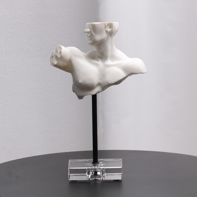 Nordic light luxury half-body figure sculpture ornament for model home living room display window, man statue entrance d