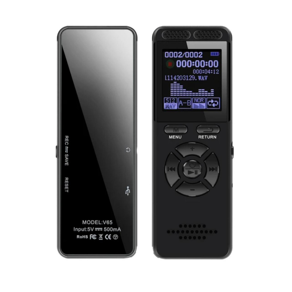 Gravador De Voz Digital Profissional Stereo Lançamento Sensor Voz V65