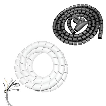 Organizador de Cabos Durável 20mm x 1m, com Clip Aplicador Preto ou branco Abraçadeira de Cabos Protetor
