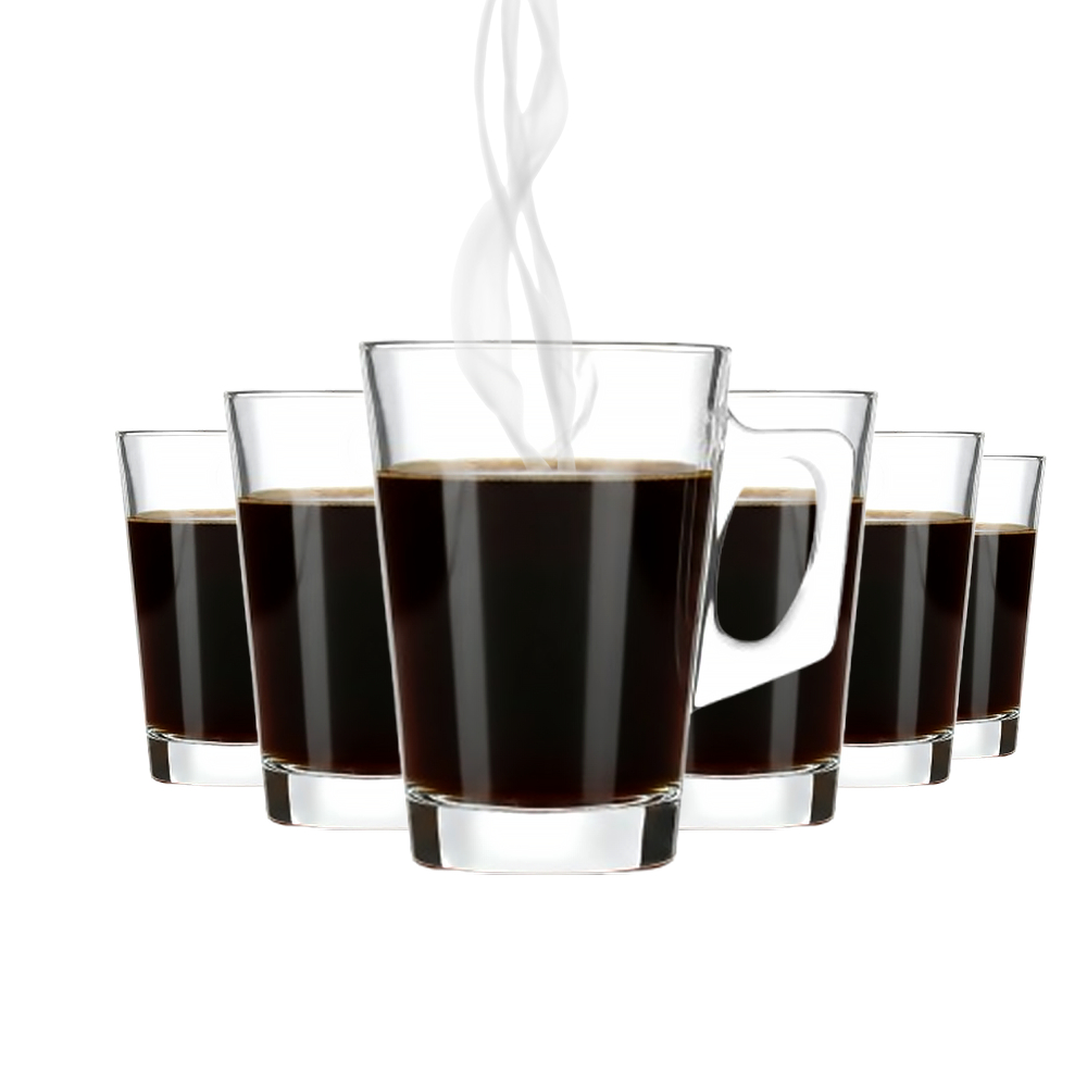 Caneca de Vidro Caneca Café Italia 240ml, Jogo Canecas de Vidro Ítalia 6pcs – Ruvolo