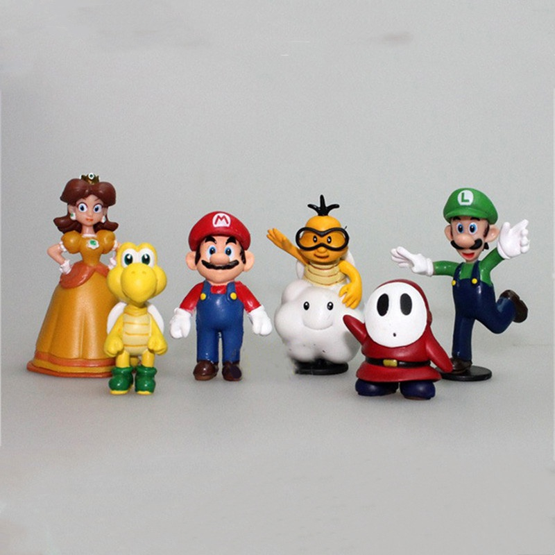 6Pcs/Set Japan Game Super Mario Figurine Luigi Burro Bros Coleções De Bonecas Modelo Brinquedos