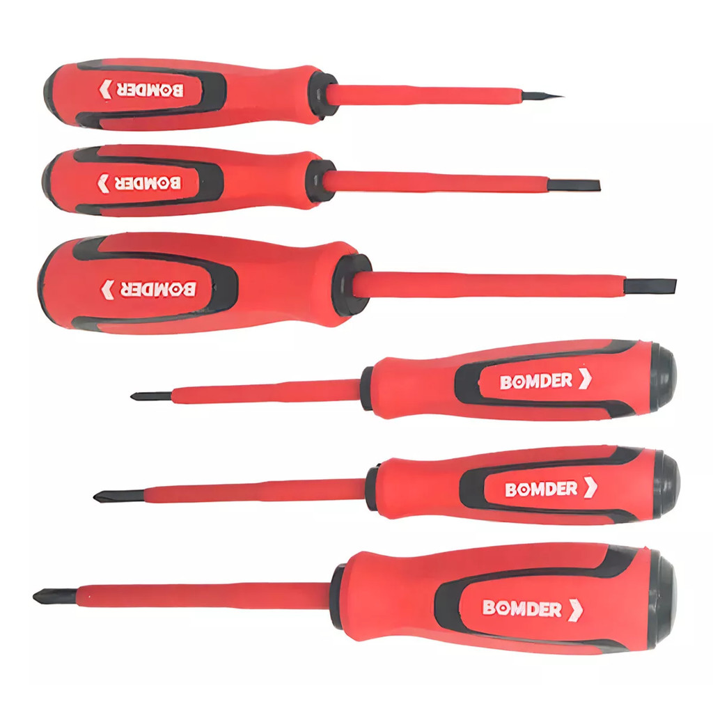 Jogo De Chaves Fenda E Philips Isoladas Eletricista Kit Com 6pçs Bomder Bom-3110