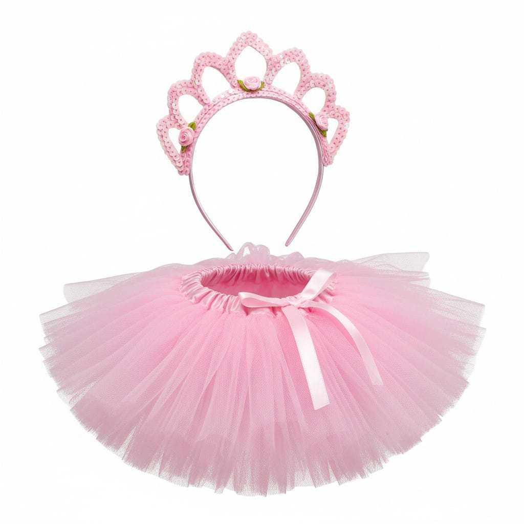 Fantasia Princesa Infantil SAIA DE TUTU  + ACESSÓRIO DE CABELO Festa Aniversário Menina