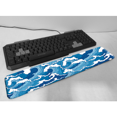Apoio de pulso Onda Japonesa cute rosa azul 47x9 cm ergonomico punho mouse pad teclado mousepad