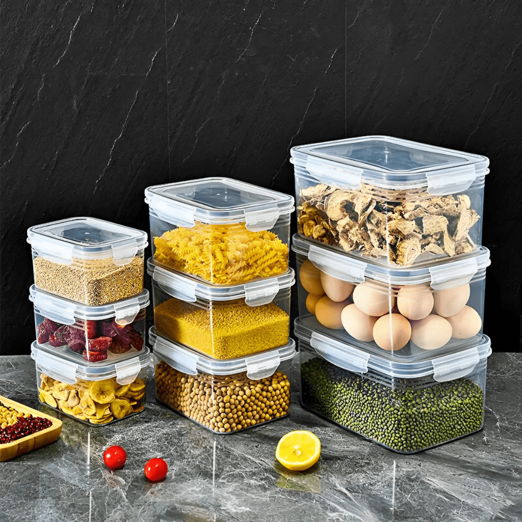Food Storage Containers BPA Free Airtight Fridge Organizer Box with Drain Basket Kitchen Storage Set