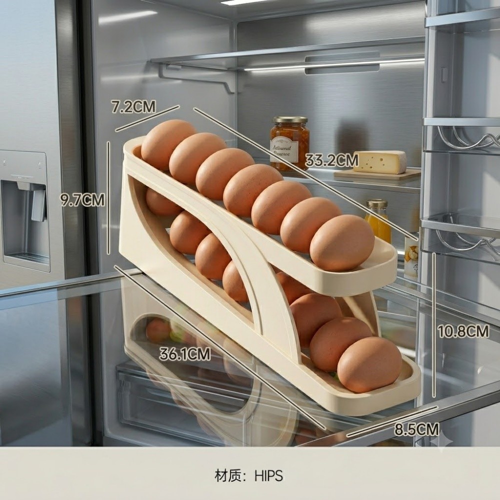 2/4-Tier Plastic Rolling Egg Holder Dispenser Stores 18 to 30 Eggs Fridge Refrigerator Organizer Tray