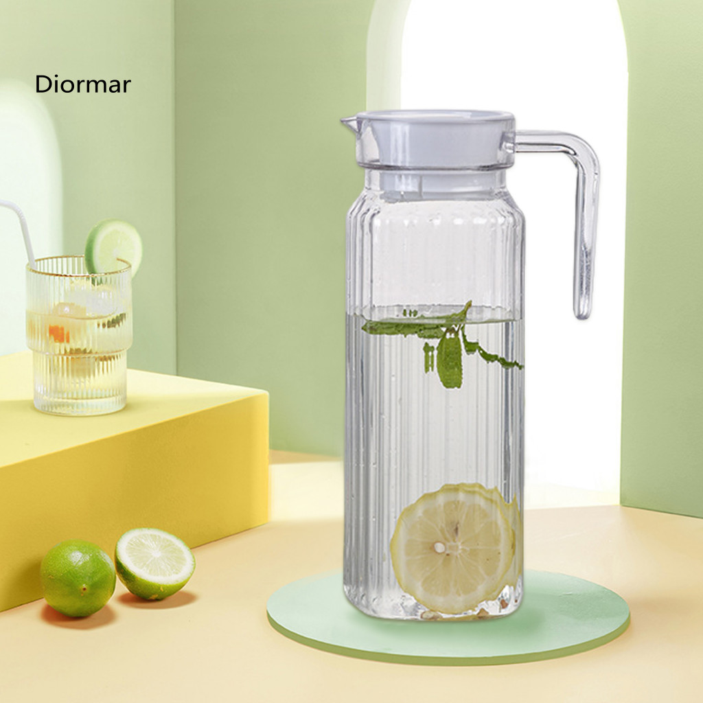 Fridge Water Jug 2pcs Glass with Lid Food Grade Spill-free Spout Transparent Pitcher for Coffee Milk Juice Durable Set I