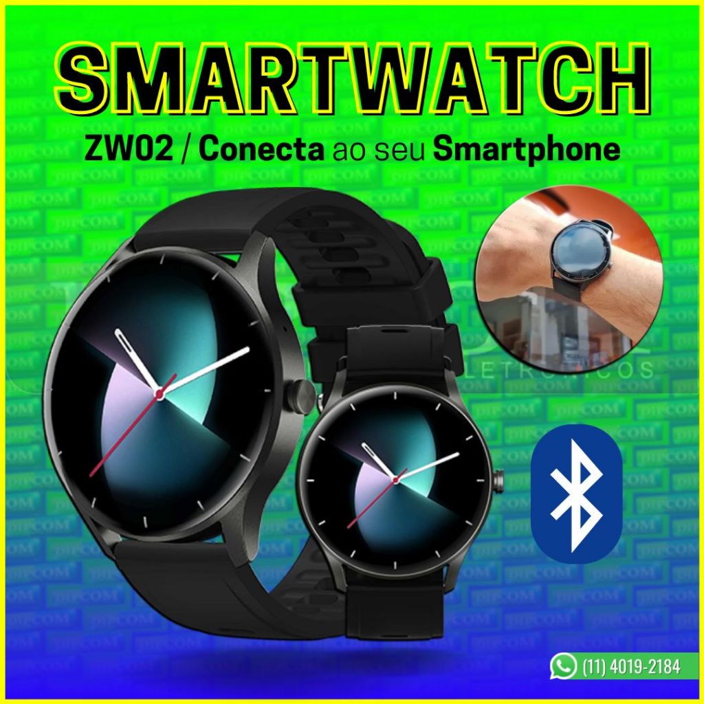 Relógio Inteligente ZW02 IOS e ANDROID Com Multi-Funções Smart Watch [Peje ZW02]