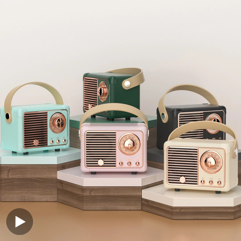 Alto-Falante Bluetooth Portátil Sem Fio Caixa De Som Leitor De Música Mini Microfone Vintage MP3 Home Office Presente De